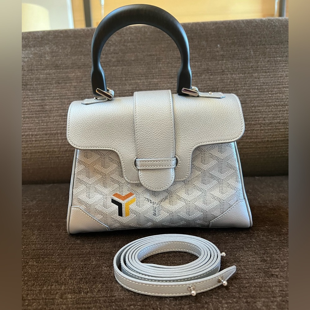 Goyard Limited Edition Silver Calfskin/Goyardine Canvas Mini Saigon Taking Offer